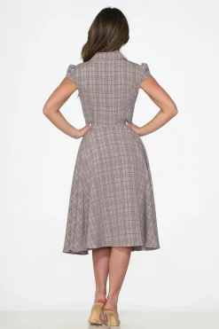 Brown Plaid Swing Dress New