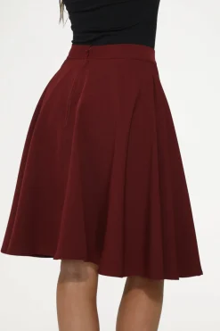 Burgundy Black Embroide Poodle Swing Skirt Red Sale