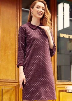 BTC Burn After Reading Collared Shift Dress Merlot Speckle Clearance