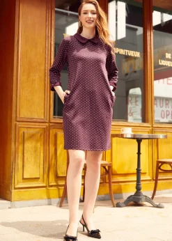 BTC Burn After Reading Collared Shift Dress Merlot Speckle Clearance