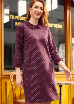 BTC Burn After Reading Collared Shift Dress Merlot Speckle Clearance