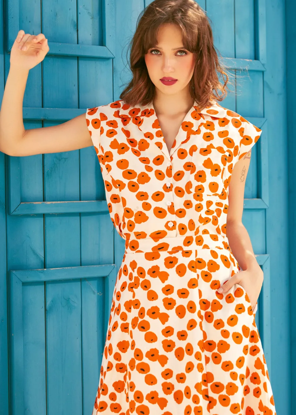 BTC Buttoned & Breezy Blouse Papaver Clearance