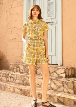 Buttoned Up & Out Romper Pucker & Plaid Online
