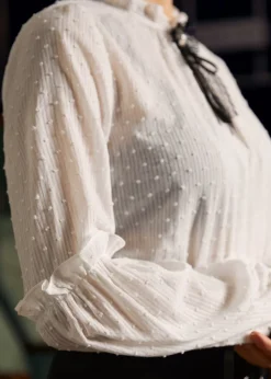 Bygone Beauty Balloon Sleeve Blouse Vanilla Mist New