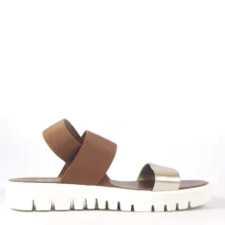Callie Lug Sole Sandals GOLD AND TAN Clearance