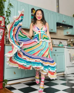 Candy Stripe Ruffle Crew Sock Sale