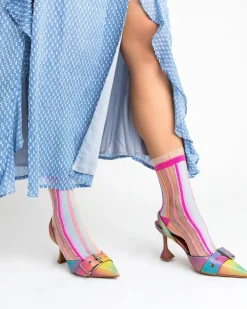 Candy Stripe Ruffle Crew Sock Sale