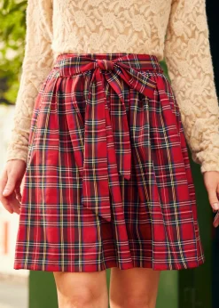 BTC Charmed I'm Sure Bow Dirndl Skirt Cherry Checker Plaid Discount