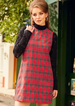 Checkered Charm A-Line Shift Dress Traditional Check Online