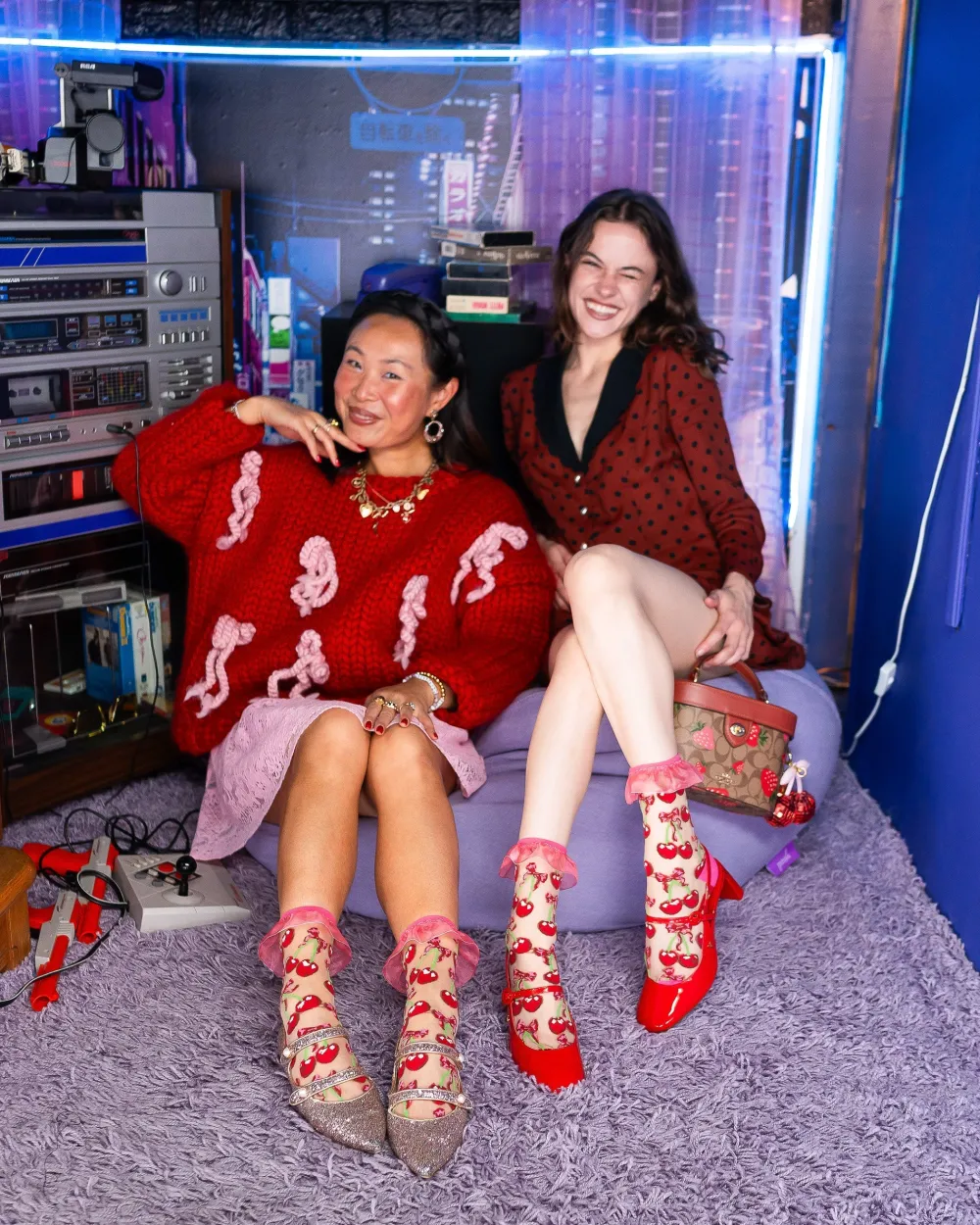 Cherry Bow Ruffle Sheer Crew Sock Discount