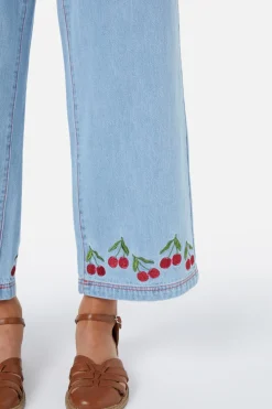 Cherry Embroidered Jean Sale