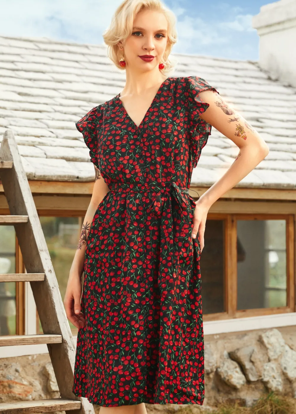 Cherry Picked Perfection Dress Black Cherry Outlet