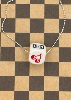 Cherry Slot Machine Dice Pendant Soft White Clearance