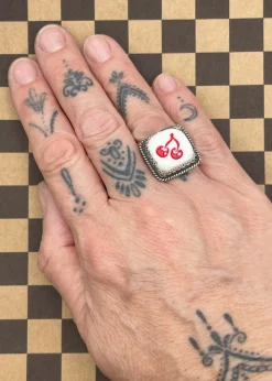 Cherry Slot Machine Dice Ring Soft White