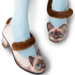 Chocolaticas® Mid Heels Siamese Cat Women's Mary Jane Pump Outlet