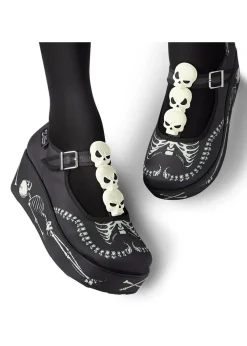 Chocolaticas® Skeletons Under Your Bed Women's Mary Jane Platform Clearance