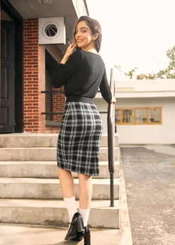 BTC Cider Sipper Pencil Skirt Twilight Zone Plaid Hot