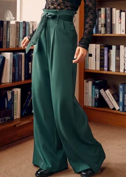 BTC Cider, Spice & Everything Nice Wide Leg Pants Green Goddess Discount