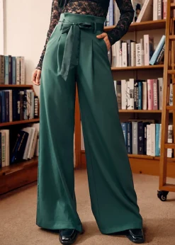 BTC Cider, Spice & Everything Nice Wide Leg Pants Green Goddess Discount