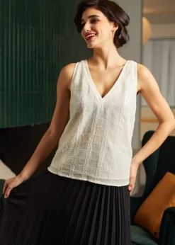 Classic Cutie Double V-Neck Tank Top Cloud Cream Best