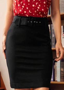 BTC Cozy by the Fireside Pencil Skirt Bewitching Black