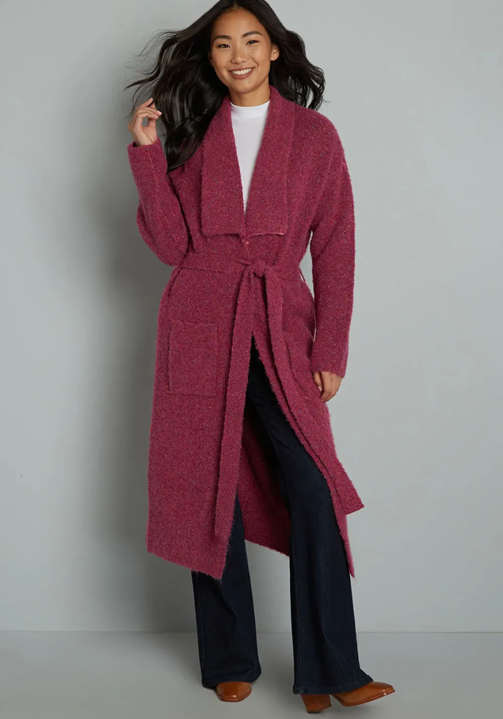 ModCloth Cozy Does It Robe Coat Pink Plush New