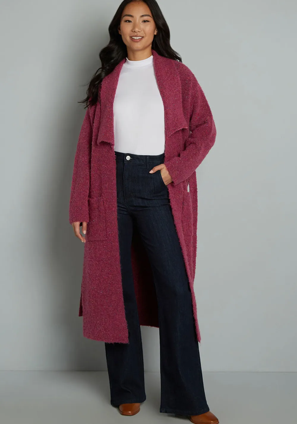 ModCloth Cozy Does It Robe Coat Pink Plush New