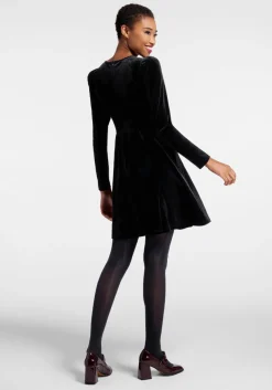 Princess Highway Crushing On You Velvet Skater Dress Black Discount