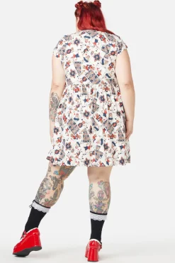 Curve Queen Of Cats Print Dress Clearance