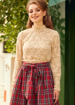 BTC Cut to the Chase Puff Shoulder Mock Neck Oatmeal Discount