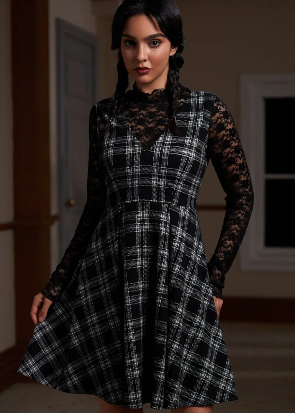 BTC Cute as a Nutmeg Fit & Flare Dress Twilight Zone Plaid Clearance