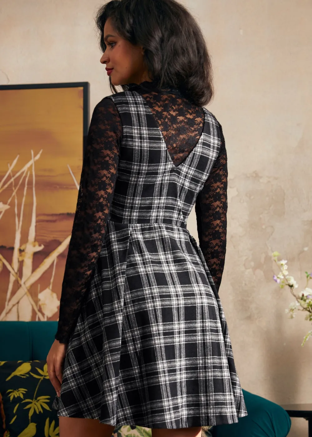 BTC Cute as a Nutmeg Fit & Flare Dress Twilight Zone Plaid Clearance