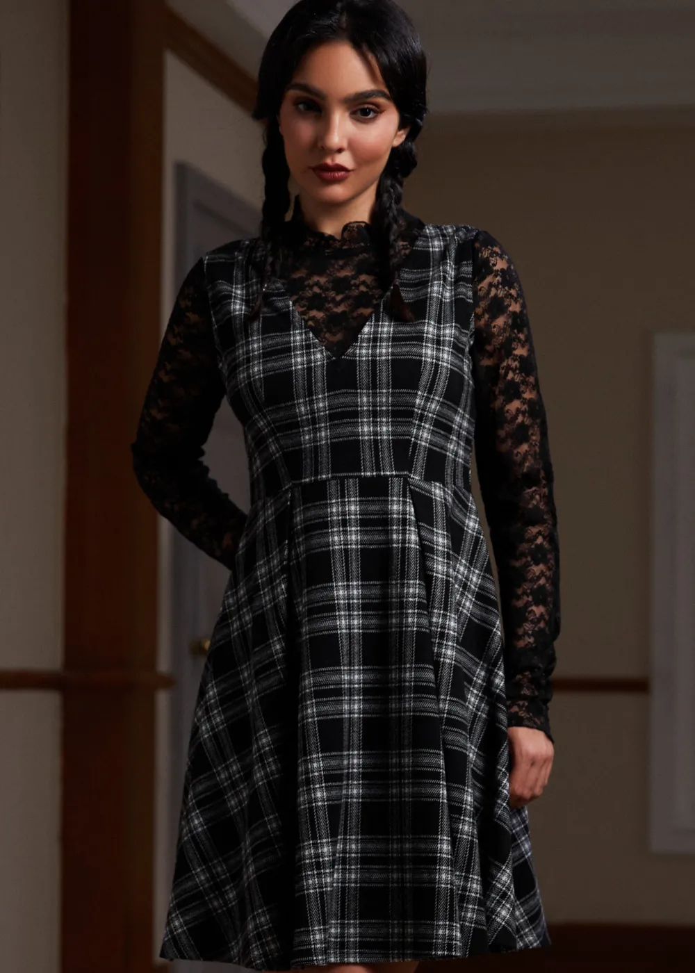 BTC Cute as a Nutmeg Fit & Flare Dress Twilight Zone Plaid Clearance