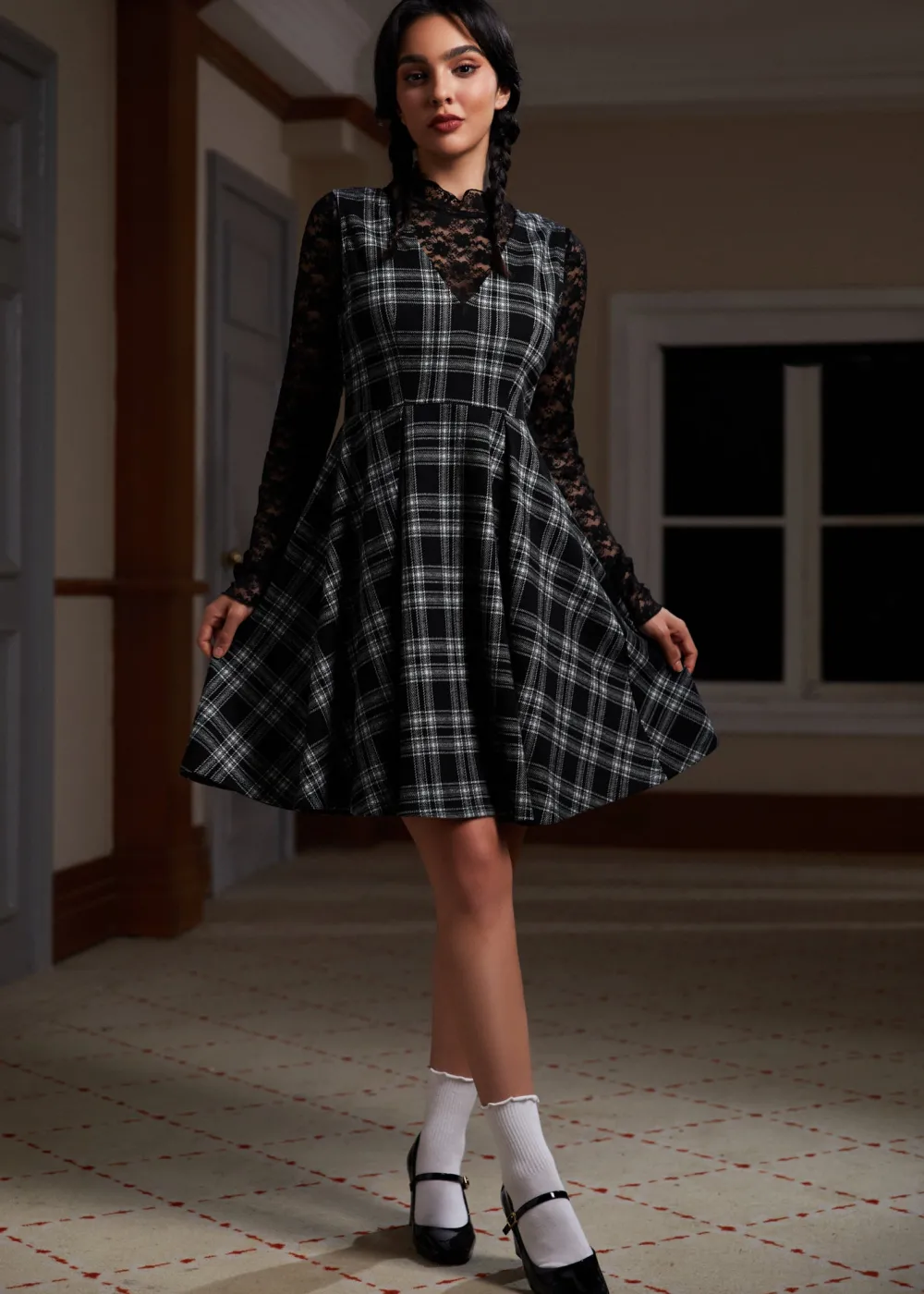 BTC Cute as a Nutmeg Fit & Flare Dress Twilight Zone Plaid Clearance