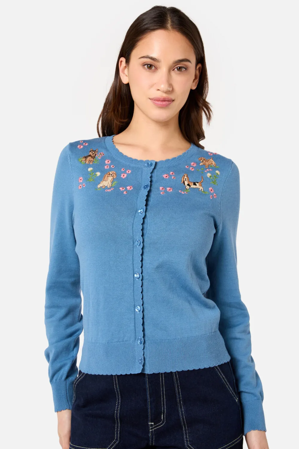 Cute Dogs Embroidered Cardigan Hot