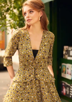 BTC Day Party Puff Shoulder Peplum Blouse Feathers & All Hot