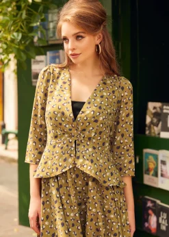 BTC Day Party Puff Shoulder Peplum Blouse Feathers & All Hot