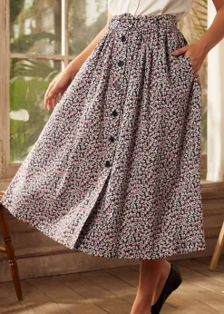 Daylight Saunter Skirt Navy Floral Hot