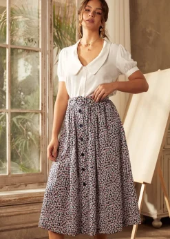 Daylight Saunter Skirt Navy Floral Hot