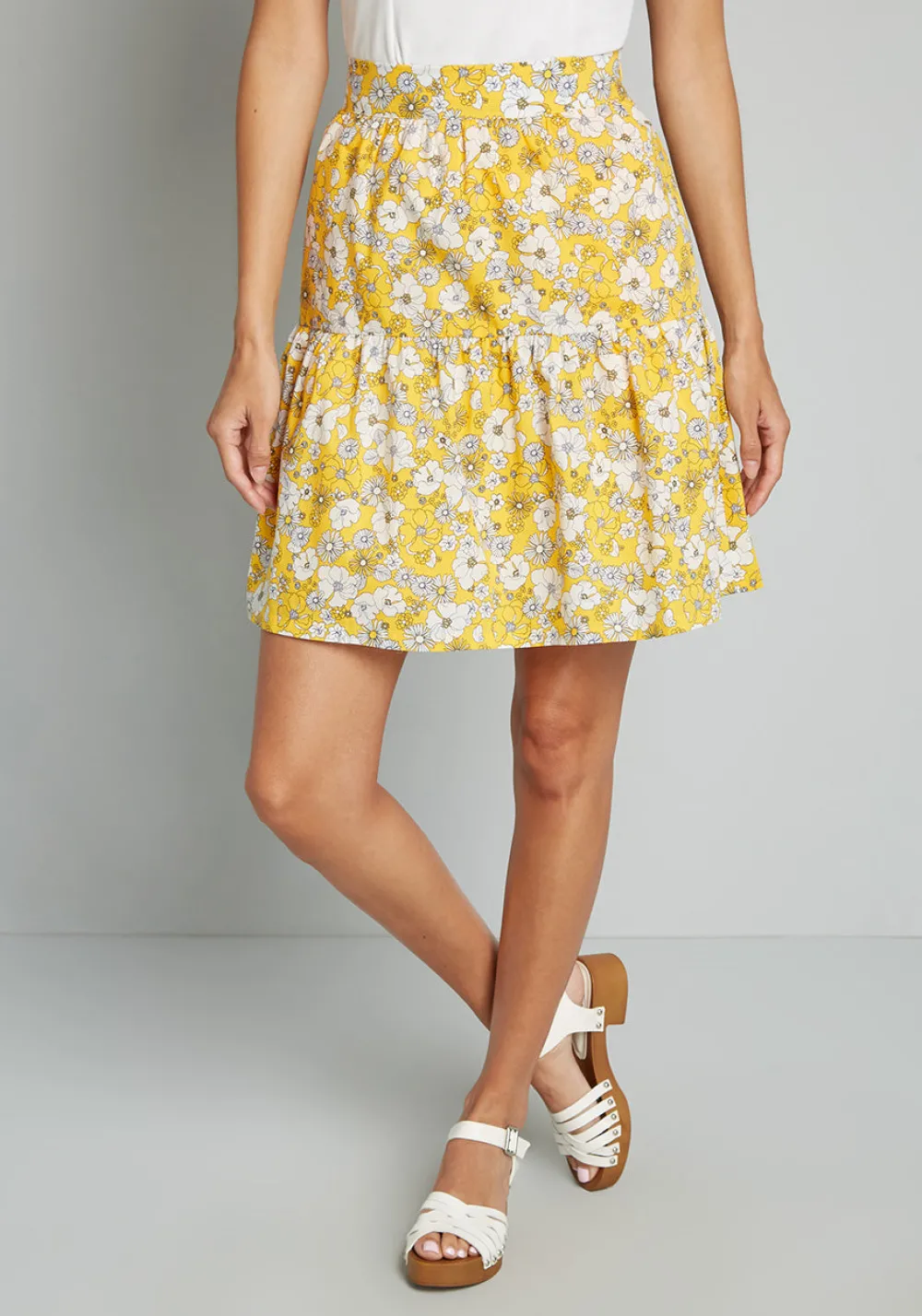 Hangzhou HS Fashion Corporation Ltd. Days in Doll Valley Tiered Skirt Yellow Floral Online