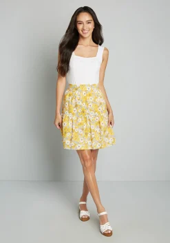 Hangzhou HS Fashion Corporation Ltd. Days in Doll Valley Tiered Skirt Yellow Floral Online