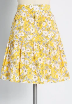 Hangzhou HS Fashion Corporation Ltd. Days in Doll Valley Tiered Skirt Yellow Floral Online