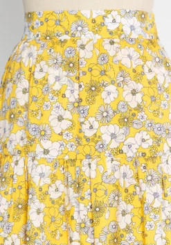 Hangzhou HS Fashion Corporation Ltd. Days in Doll Valley Tiered Skirt Yellow Floral Online
