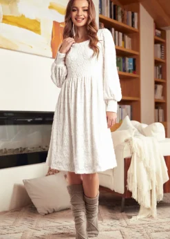 Dazzling in the Discotheque Scoop Neck Dress Cloud Cream Outlet