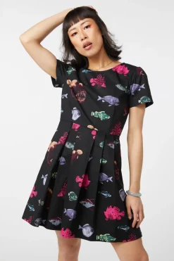 Deep Sea Pleated Dress Hot