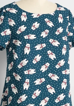 ModCloth Delightful Demeanor Short Sleeve Blouse Navy Polar Bear