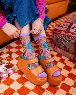 Desert Disco Black Sheer Crew Sock New