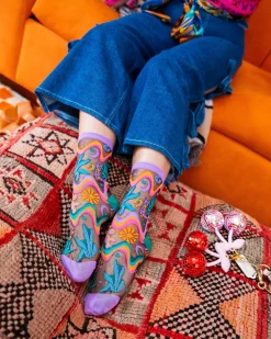 Desert Disco Black Sheer Crew Sock New