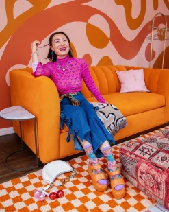 Desert Disco Black Sheer Crew Sock New