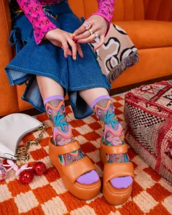 Desert Disco Black Sheer Crew Sock New